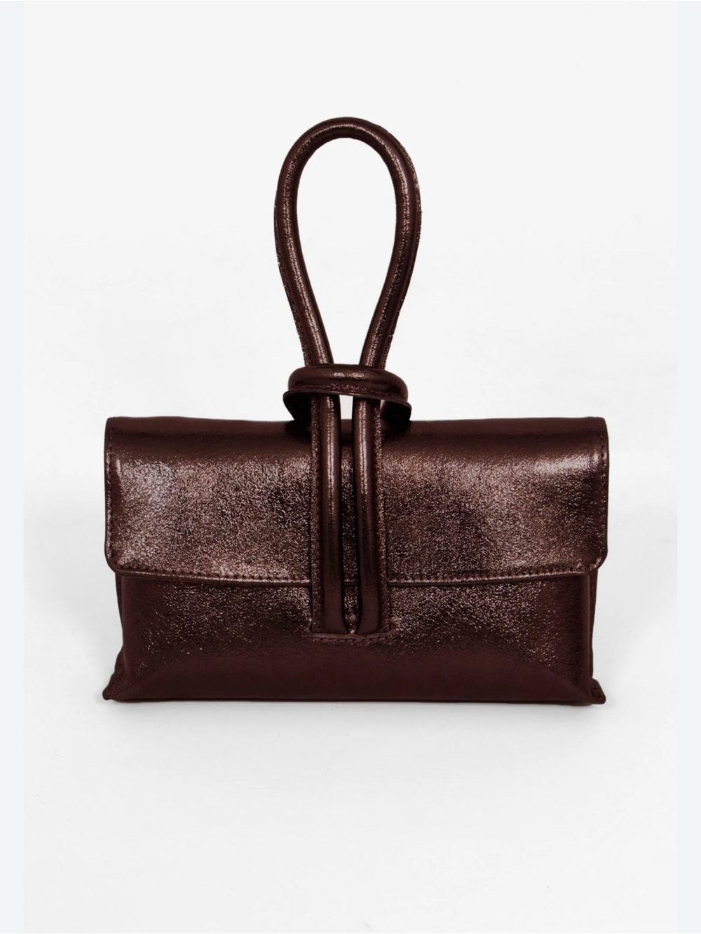 Uno allá volta Puglia brown Metallic Italian Leather Clutch